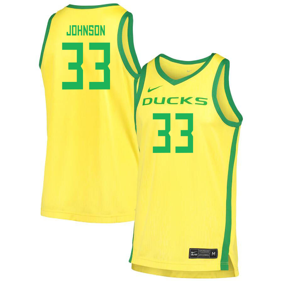 Men #33 Isaac Johnson Oregon Ducks College Basketball Jerseys Sale-Yellow